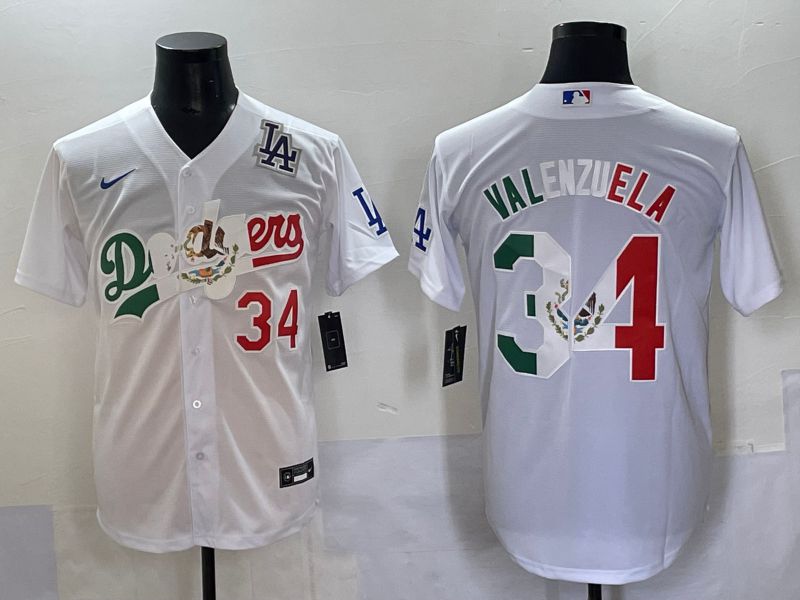 Men 2025 Los Angeles Dodgers #34 Valenzuela White Nike MLB Jersey style 70310->los angeles dodgers->MLB Jersey